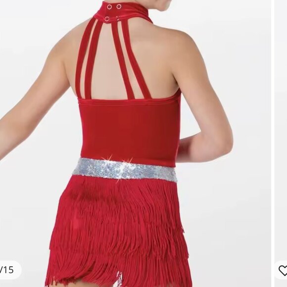 Twist My Hips WEISSMAN Crystal Plush Fringe Skirt Dance Dress - Picture 3 of 12